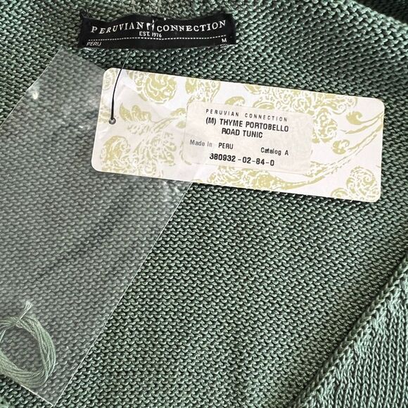 NEW Peruvian Connection Portobello Tunic Dress Green Pima Cotton Asymmetrical He - Picture 9 of 10